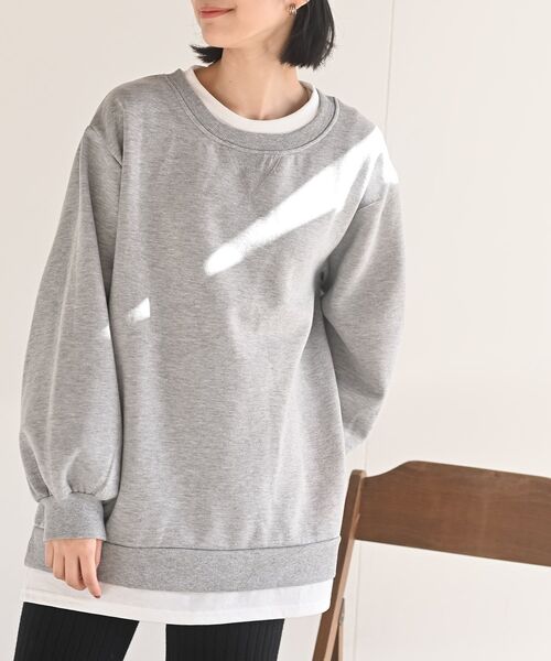 rps（アールピーエス）の「レイヤード風裏起毛プルオーバー（スウェット・レディース・グリーン/ブラウン/ネイビー/杢グレー・フリー）」の2枚目の写真