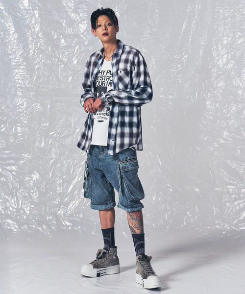 SCHISM INDUCING(スキズムインデューシング)の「VINTAGE CHECK SHIRT BLUE(シャツ/ブラウス・レディース・その他・MEDIUM/LARGE)」の14枚目の写真