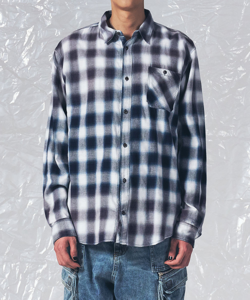 SCHISM INDUCING(スキズムインデューシング)の「VINTAGE CHECK SHIRT BLUE(シャツ/ブラウス・レディース・その他・MEDIUM/LARGE)」の15枚目の写真