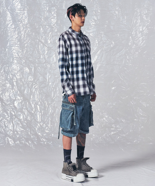 SCHISM INDUCING(スキズムインデューシング)の「VINTAGE CHECK SHIRT BLUE(シャツ/ブラウス・レディース・その他・MEDIUM/LARGE)」の17枚目の写真