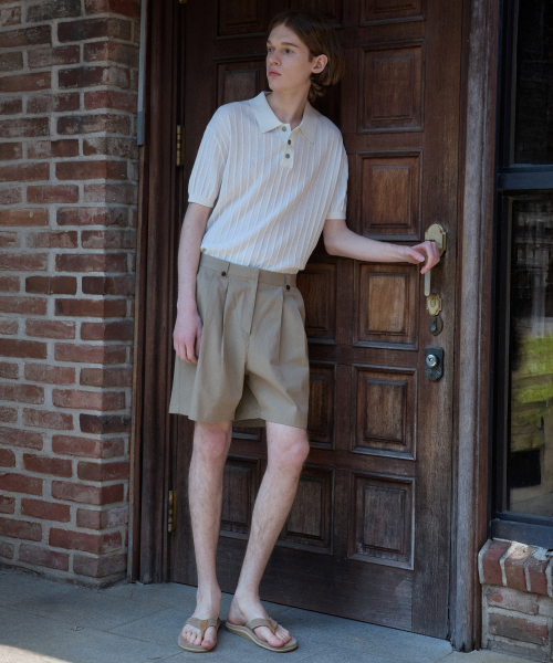 WEDNESDAY OASIS(ウェンズデーオアシス)の「クールウォッシャブルカラー ハーフシンボルニット_IVORY(WC25-KN21)(ニット/セーター・メンズ・アイボリー・MEDIUM/LARGE)」の2枚目の写真