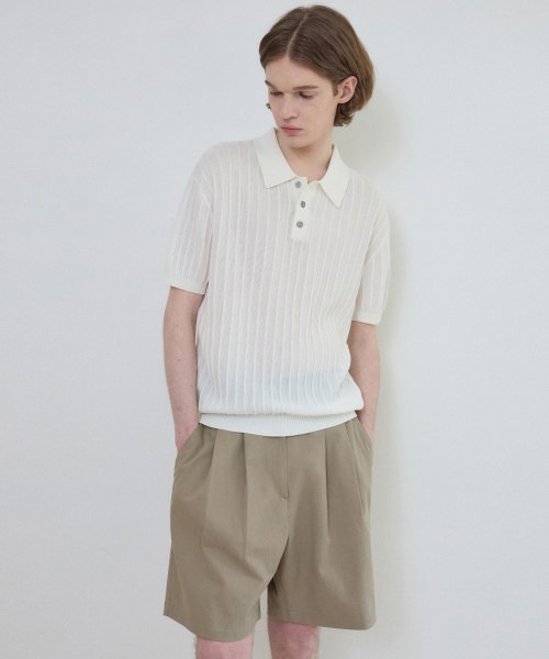 WEDNESDAY OASIS(ウェンズデーオアシス)の「クールウォッシャブルカラー ハーフシンボルニット_IVORY(WC25-KN21)(ニット/セーター・メンズ・アイボリー・MEDIUM/LARGE)」の4枚目の写真