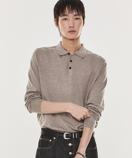 KICHUL(キチョル)の「Structured Polo Knit Shirt (Beige)(ニット/セーター・メンズ・その他・LARGE/SMALL/MEDIUM)」の1枚目の写真