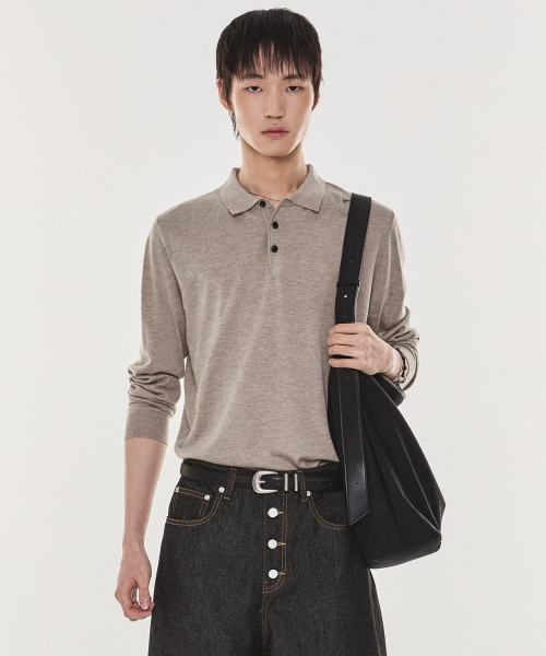 KICHUL(キチョル)の「Structured Polo Knit Shirt (Beige)(ニット/セーター・メンズ・その他・LARGE/SMALL/MEDIUM)」の3枚目の写真