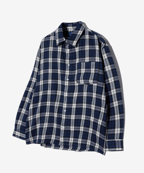 YALE(イェール)の「フランネルヴィンテージオーバーサイズチェックシャツ_ネイビー(シャツ/ブラウス・レディース・その他・SMALL/MEDIUM/LARGE)」の1枚目の写真