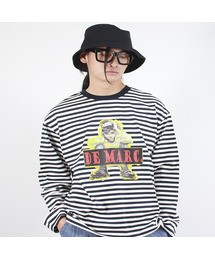 DEMARC（ドゥマーク）の「M STREET BOY STRIPE LOOSE FIT LONG SLEEVE -  Navy（Tシャツ/カットソー）」