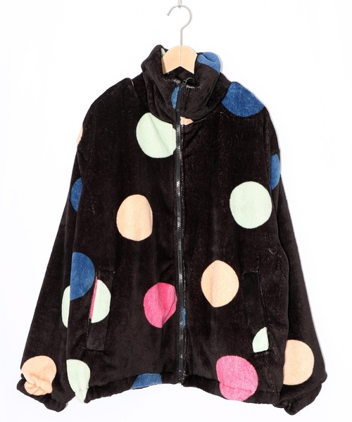 ScoLar(スカラー)の「153735:カラフルドット柄 双面フランネルブルゾン(ブルゾン・レディース・ブラック/グレー・M)」の10枚目の写真