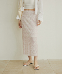 ADAUL（アダウル）の「Embo chiffon flower H line long skirt - pink（スカート）」