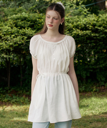 Front pintuck vintage lace mini dress - white