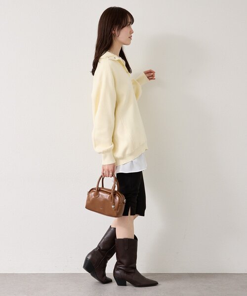 mystic（ミスティック）の「【4色展開】スウェットライクヘンリーニット（ニット/セーター・レディース・アイボリー/ネイビー/ピンク/グレー・FREE）」の9枚目の写真