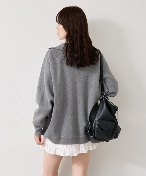 mystic（ミスティック）の「【4色展開】スウェットライクヘンリーニット（ニット/セーター・レディース・アイボリー/ネイビー/ピンク/グレー・FREE）」の18枚目の写真