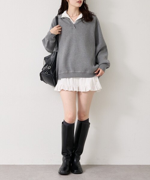 4色展開】スウェットライクヘンリーニット（ニット/セーター）｜mystic