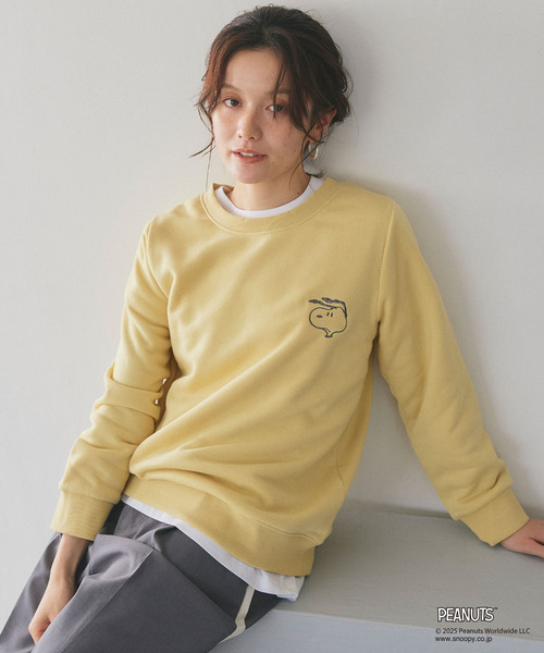 セール】【PEANUTS/ピーナッツ】SNOOPY/スヌーピー刺繍デザイン裏起毛