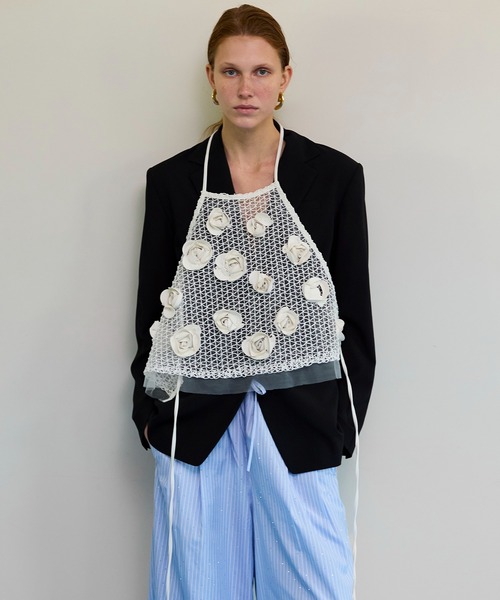 MAISON SPECIAL（メゾンスペシャル）の「【PRE-ORDER】Rose Bustier/ローズエンブロイダリーメッシュビスチェ（その他トップス・レディース・ホワイト/ブラック・FREE）」の4枚目の写真