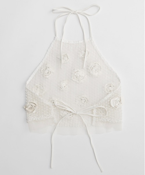 MAISON SPECIAL（メゾンスペシャル）の「【PRE-ORDER】Rose Bustier/ローズエンブロイダリーメッシュビスチェ（その他トップス・レディース・ホワイト/ブラック・FREE）」の9枚目の写真