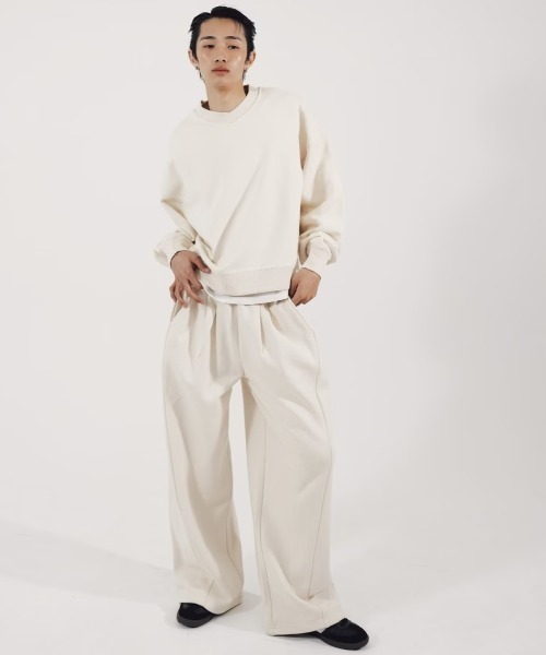 Chikashitsu +（チカシツプラス）の「【CS】2tuck sweat pants / 【シーエス】2タックスウェットパンツ（スウェットパンツ・メンズ・ブラック/アイボリー/グレー/ピンク・01/02）」の16枚目の写真