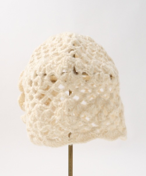 Three Four Time（ｽﾘｰﾌｫｰﾀｲﾑ）の「花モチーフ編みキャップ（ニットキャップ/ビーニー・レディース・アイボリー/ブラウン・FREE）」の9枚目の写真