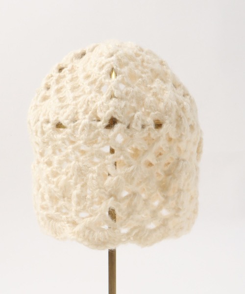 Three Four Time（ｽﾘｰﾌｫｰﾀｲﾑ）の「花モチーフ編みキャップ（ニットキャップ/ビーニー・レディース・アイボリー/ブラウン・FREE）」の10枚目の写真