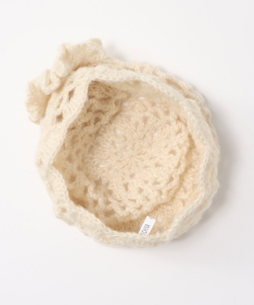 Three Four Time（ｽﾘｰﾌｫｰﾀｲﾑ）の「花モチーフ編みキャップ（ニットキャップ/ビーニー・レディース・アイボリー/ブラウン・FREE）」の11枚目の写真