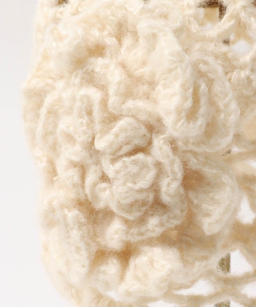 Three Four Time（ｽﾘｰﾌｫｰﾀｲﾑ）の「花モチーフ編みキャップ（ニットキャップ/ビーニー・レディース・アイボリー/ブラウン・FREE）」の12枚目の写真