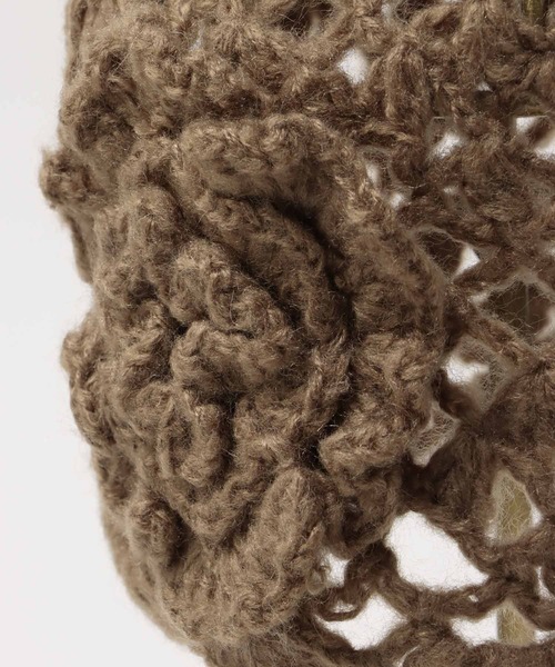 Three Four Time（ｽﾘｰﾌｫｰﾀｲﾑ）の「花モチーフ編みキャップ（ニットキャップ/ビーニー・レディース・アイボリー/ブラウン・FREE）」の14枚目の写真