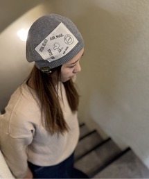 SNOOPY（スヌーピー）の「スヌーピー【SNOOPY】 Cotton Knit Beret(WOOD STOCK)（ハンチング/ベレー帽）」