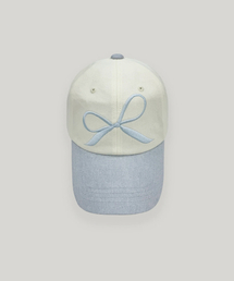 UBEIGE（ユーベイジ）の「Ribbon Pigment Ball Cap (Sky Blue/Cream)（キャップ）」