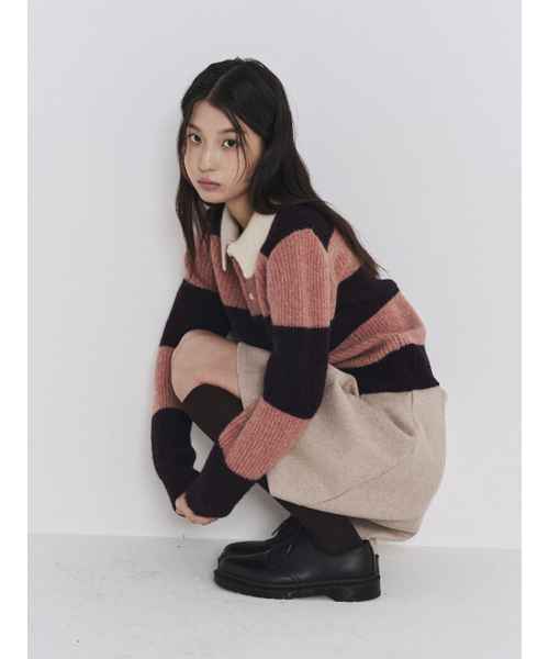 POKER FACE（ポーカーフェイス）の「(W)RUGBY SWEATER DEEP PEACH/BURGUNDY（ニット/セーター・レディース・バーガンディー・46）」の13枚目の写真