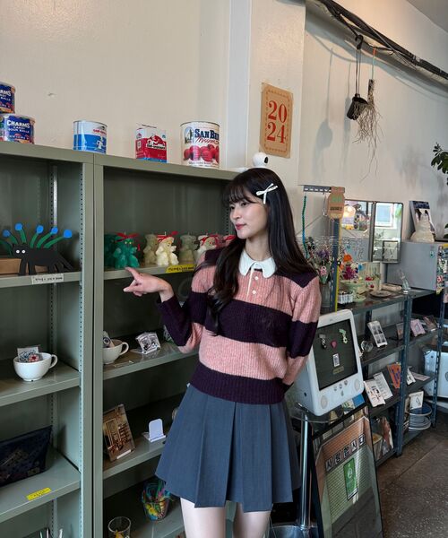 POKER FACE（ポーカーフェイス）の「(W)RUGBY SWEATER DEEP PEACH/BURGUNDY（ニット/セーター・レディース・バーガンディー・46）」の15枚目の写真