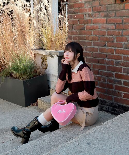 POKER FACE（ポーカーフェイス）の「(W)RUGBY SWEATER DEEP PEACH/BURGUNDY（ニット/セーター・レディース・バーガンディー・46）」の16枚目の写真