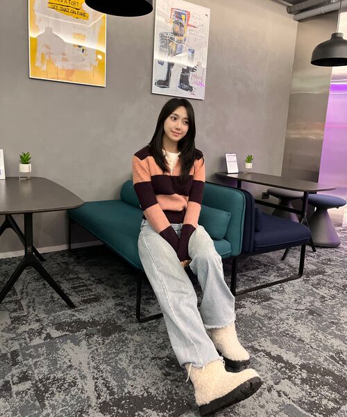 POKER FACE（ポーカーフェイス）の「(W)RUGBY SWEATER DEEP PEACH/BURGUNDY（ニット/セーター・レディース・バーガンディー・46）」の17枚目の写真