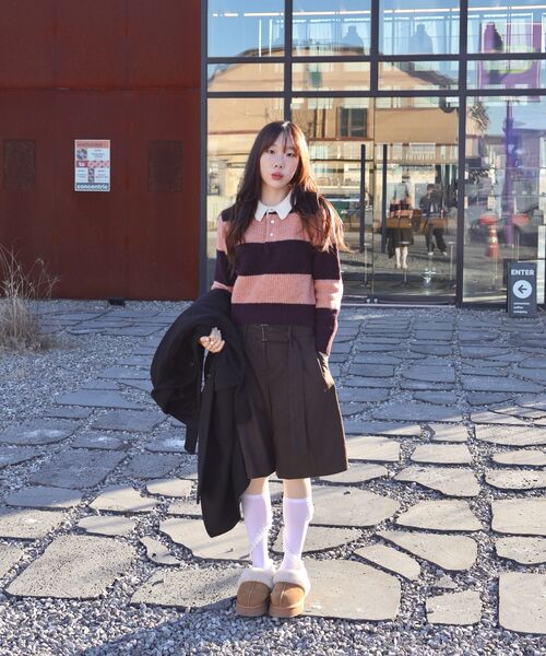 POKER FACE（ポーカーフェイス）の「(W)RUGBY SWEATER DEEP PEACH/BURGUNDY（ニット/セーター・レディース・バーガンディー・46）」の11枚目の写真