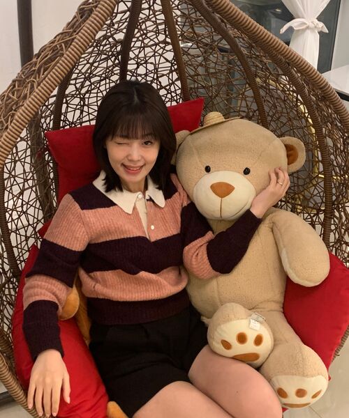 POKER FACE（ポーカーフェイス）の「(W)RUGBY SWEATER DEEP PEACH/BURGUNDY（ニット/セーター・レディース・バーガンディー・46）」の12枚目の写真