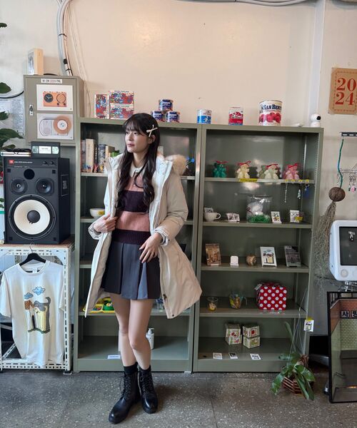 POKER FACE（ポーカーフェイス）の「(W)RUGBY SWEATER DEEP PEACH/BURGUNDY（ニット/セーター・レディース・バーガンディー・46）」の6枚目の写真