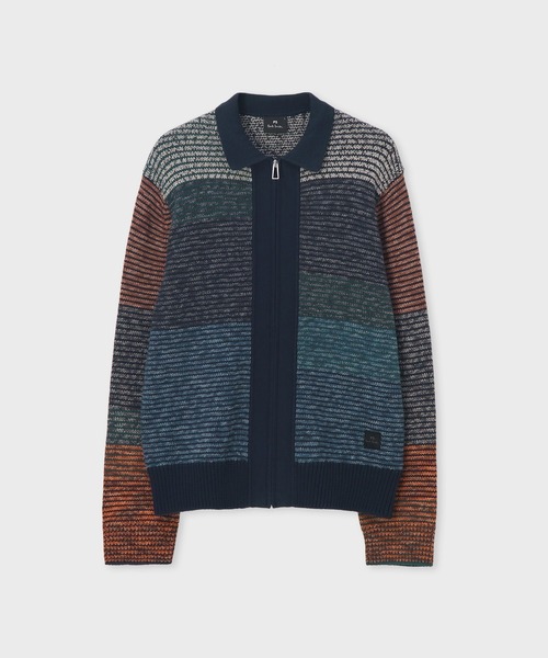 マルチボーダー ジップニットブルゾン / 162403 832Z（ニット/セーター