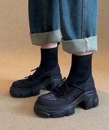 ダブル リボン 厚底 ショート ブーツ