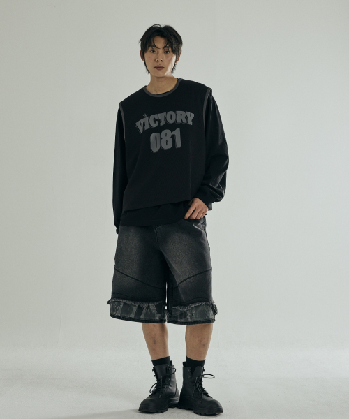 VONVAT(ヴォンバト)の「ワッフルグラフィックスリーブレス(ブラック)(Tシャツ/カットソー・レディース・ブラック・1/2/3)」の2枚目の写真