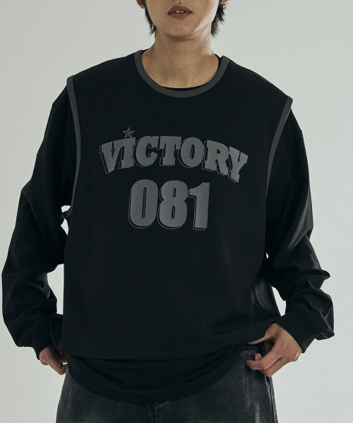VONVAT(ヴォンバト)の「ワッフルグラフィックスリーブレス(ブラック)(Tシャツ/カットソー・レディース・ブラック・1/2/3)」の3枚目の写真