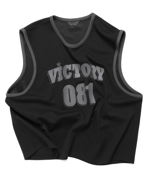VONVAT(ヴォンバト)の「ワッフルグラフィックスリーブレス(ブラック)(Tシャツ/カットソー・レディース・ブラック・1/2/3)」の4枚目の写真