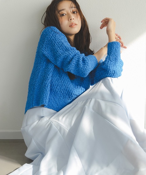 NATURAL BEAUTY BASIC（ナチュラルビューティーベーシック）の「◇シャイニーシアーボイルスカート（スカート・レディース・ブルー/チャコールグレー/ベージュ・P/S/MEDIUM/SMALL）」の3枚目の写真