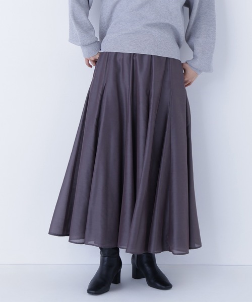 NATURAL BEAUTY BASIC（ナチュラルビューティーベーシック）の「◇シャイニーシアーボイルスカート（スカート・レディース・ブルー/チャコールグレー/ベージュ・P/S/MEDIUM/SMALL）」の4枚目の写真