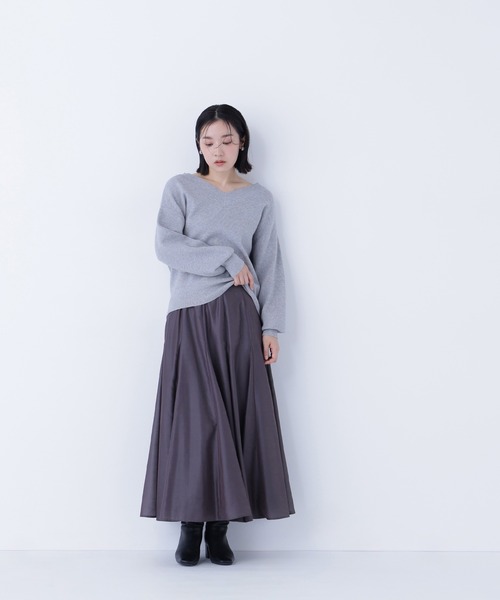 NATURAL BEAUTY BASIC（ナチュラルビューティーベーシック）の「◇シャイニーシアーボイルスカート（スカート・レディース・ブルー/チャコールグレー/ベージュ・P/S/MEDIUM/SMALL）」の5枚目の写真