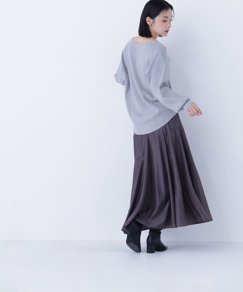 NATURAL BEAUTY BASIC（ナチュラルビューティーベーシック）の「◇シャイニーシアーボイルスカート（スカート・レディース・ブルー/チャコールグレー/ベージュ・P/S/MEDIUM/SMALL）」の6枚目の写真
