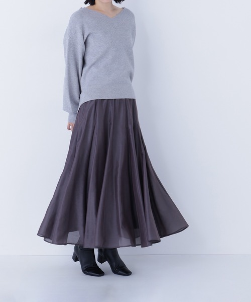 NATURAL BEAUTY BASIC（ナチュラルビューティーベーシック）の「◇シャイニーシアーボイルスカート（スカート・レディース・ブルー/チャコールグレー/ベージュ・P/S/MEDIUM/SMALL）」の7枚目の写真