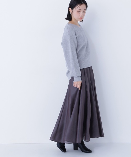 NATURAL BEAUTY BASIC（ナチュラルビューティーベーシック）の「◇シャイニーシアーボイルスカート（スカート・レディース・ブルー/チャコールグレー/ベージュ・P/S/MEDIUM/SMALL）」の8枚目の写真