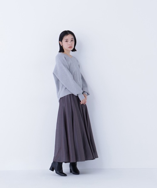 NATURAL BEAUTY BASIC（ナチュラルビューティーベーシック）の「◇シャイニーシアーボイルスカート（スカート・レディース・ブルー/チャコールグレー/ベージュ・P/S/MEDIUM/SMALL）」の10枚目の写真