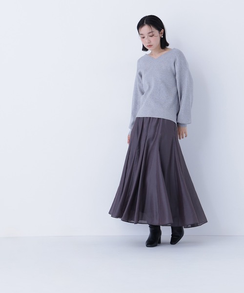 NATURAL BEAUTY BASIC（ナチュラルビューティーベーシック）の「◇シャイニーシアーボイルスカート（スカート・レディース・ブルー/チャコールグレー/ベージュ・P/S/MEDIUM/SMALL）」の11枚目の写真