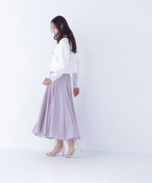 NATURAL BEAUTY BASIC（ナチュラルビューティーベーシック）の「◇シャイニーシアーボイルスカート（スカート・レディース・ブルー/チャコールグレー/ベージュ・P/S/MEDIUM/SMALL）」の14枚目の写真