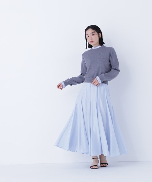 NATURAL BEAUTY BASIC（ナチュラルビューティーベーシック）の「◇シャイニーシアーボイルスカート（スカート・レディース・ブルー/チャコールグレー/ベージュ・P/S/MEDIUM/SMALL）」の20枚目の写真