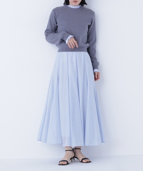 NATURAL BEAUTY BASIC（ナチュラルビューティーベーシック）の「◇シャイニーシアーボイルスカート（スカート・レディース・ブルー/チャコールグレー/ベージュ・P/S/MEDIUM/SMALL）」の21枚目の写真